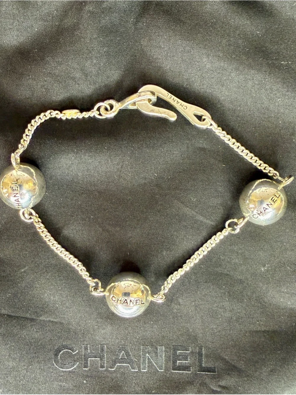 CHANEL Vintage .925 Sterling Silver Bead Bracelet | 98P | Full Set | Vintage